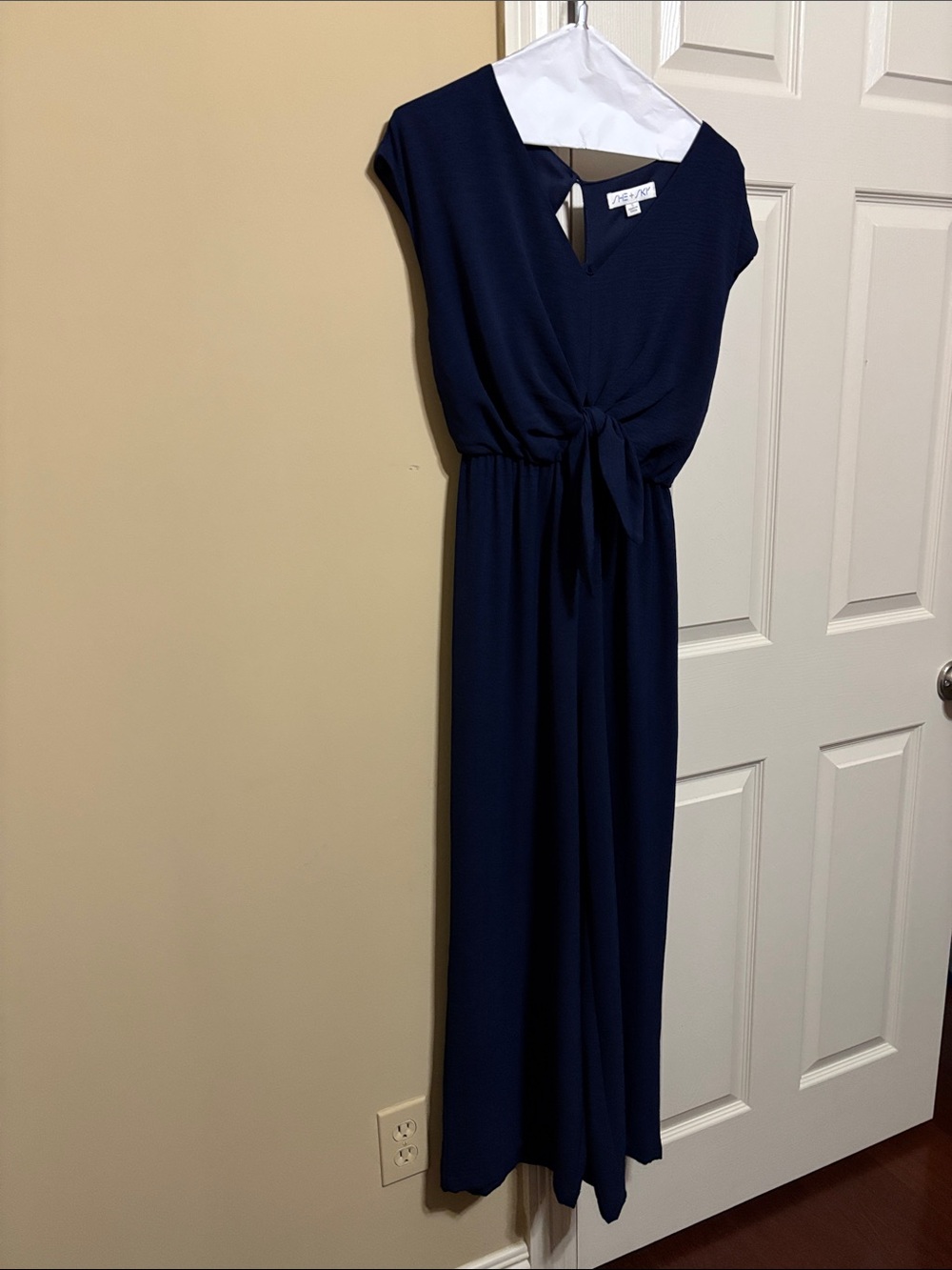 She + Sky Navy Tie-Front romper